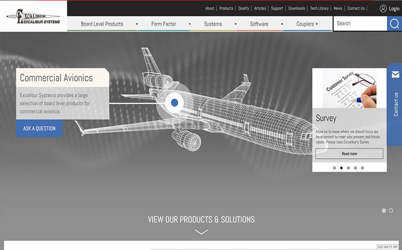 Excalibur Systems upper Home page screenshot