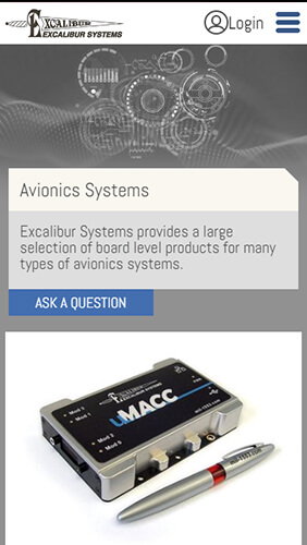 Excalibur Systems website - mobile version screenshot